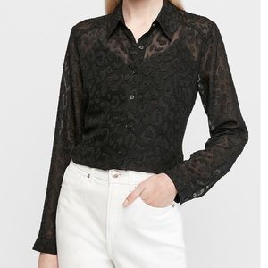 Portofino leopard sheer button down